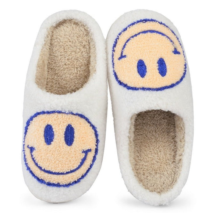 Mune | Large Smiley Pattern Fur Slippers
