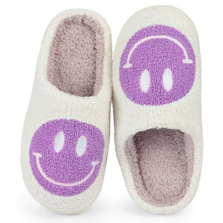 Mune | Large Smiley Pattern Fur Slippers
