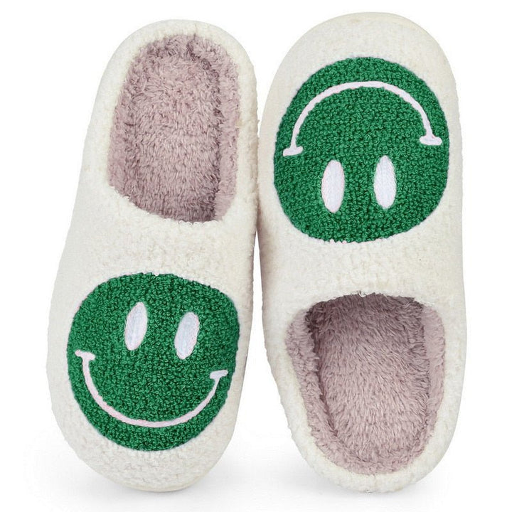 Mune | Large Smiley Pattern Fur Slippers