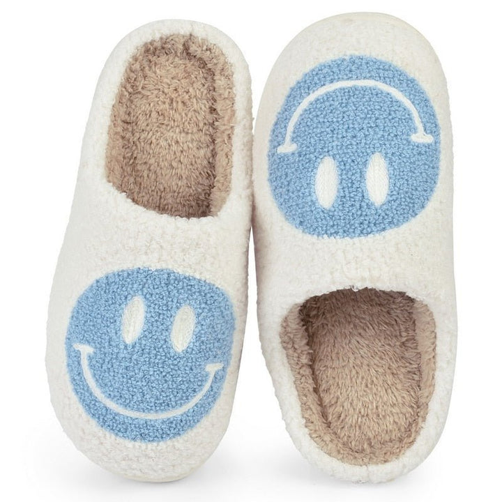 Mune | Large Smiley Pattern Fur Slippers