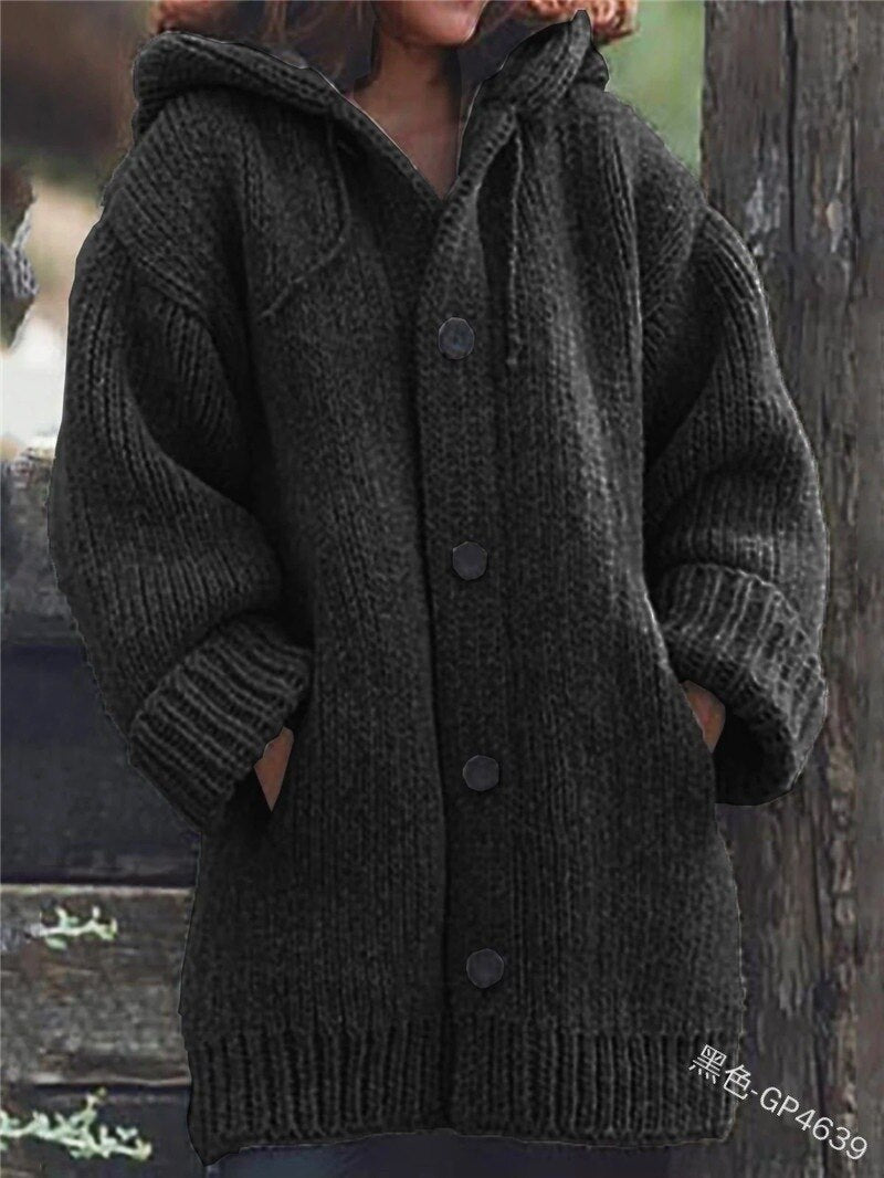 Mune | Hat collar Simple, loosely fitting, long-sleeved cardigan