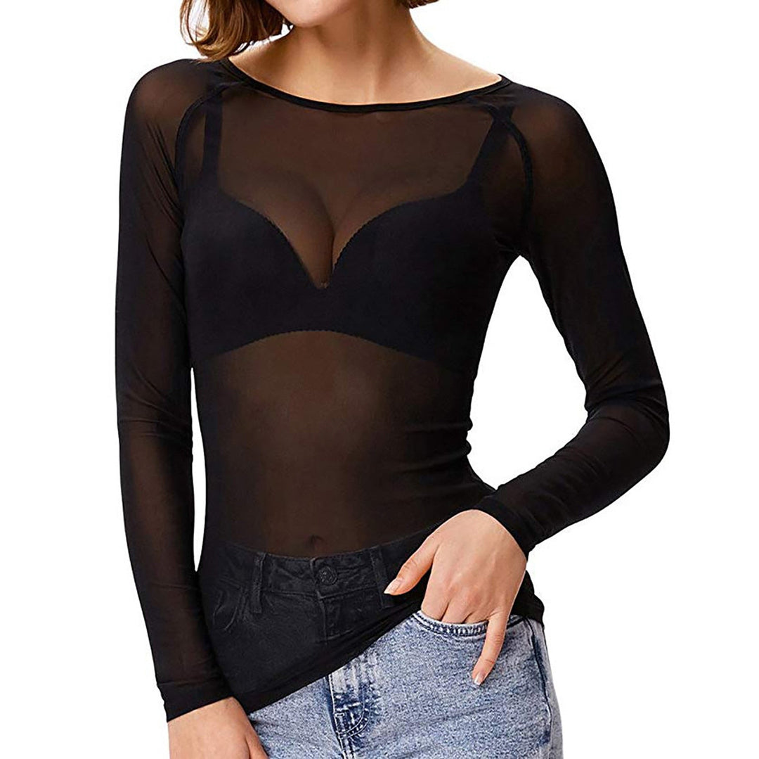 MESH - Seductive Transparent Top with Long Sleeves for Women