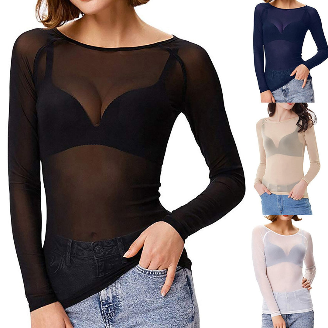 MESH - Seductive Transparent Top with Long Sleeves for Women