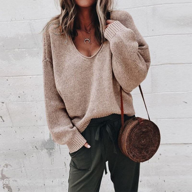 Mune | Loose V-neck Knitted Top Sweater