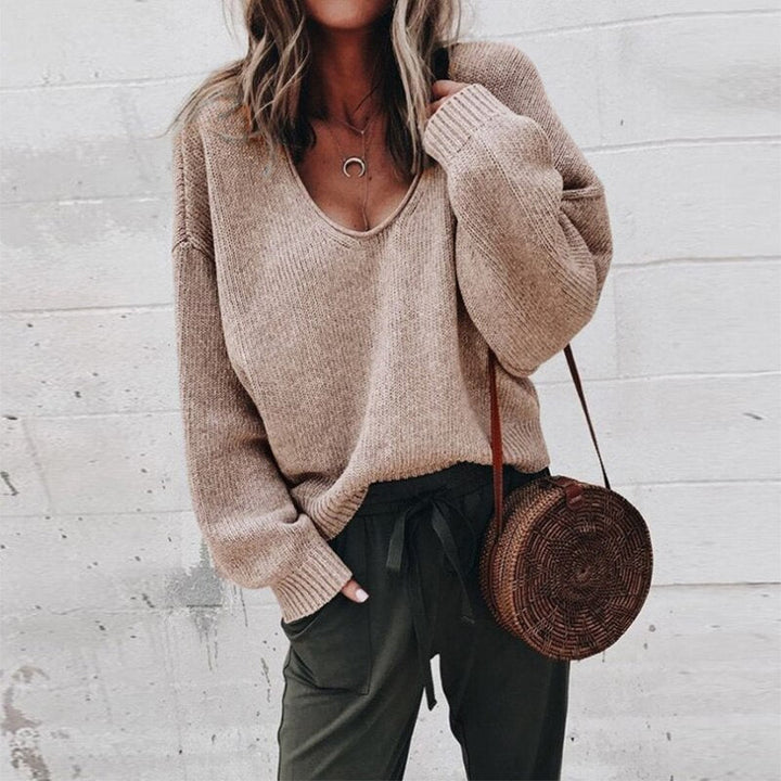 Mune | Loose V-neck Knitted Top Sweater