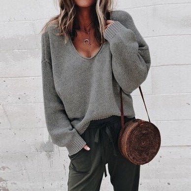 Mune | Loose V-neck Knitted Top Sweater