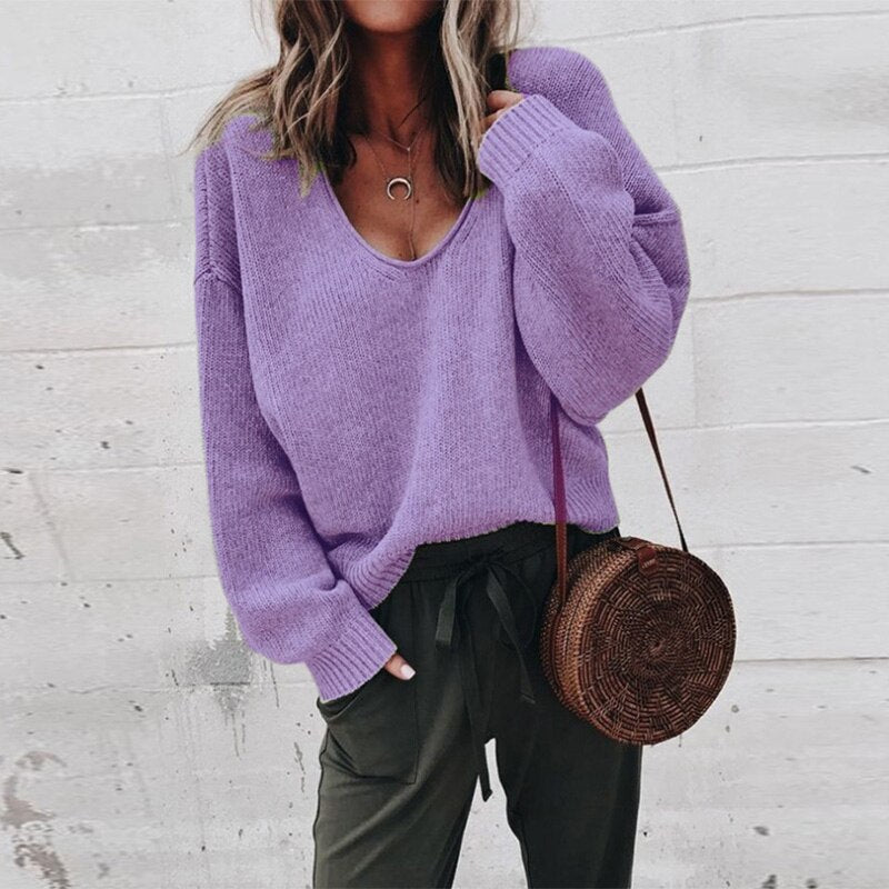 Mune | Loose V-neck Knitted Top Sweater