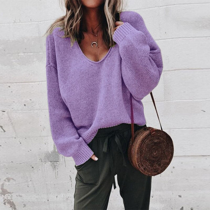 Mune | Loose V-neck Knitted Top Sweater