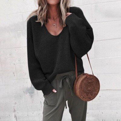 Mune | Loose V-neck Knitted Top Sweater