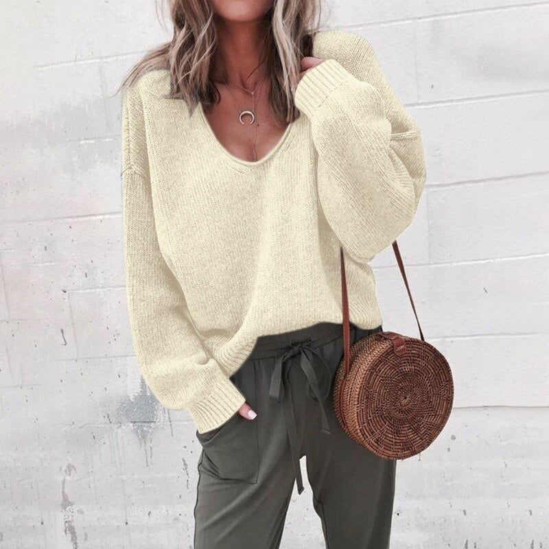 Mune | Loose V-neck Knitted Top Sweater