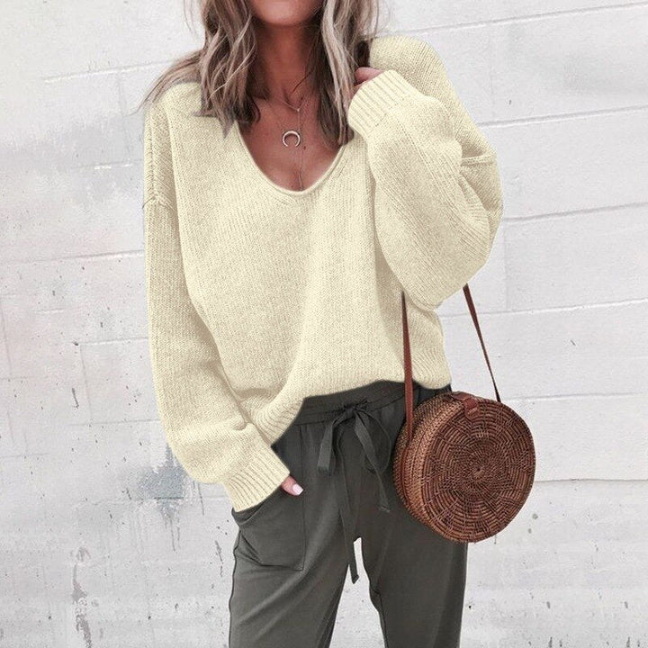 Mune | Loose V-neck Knitted Top Sweater