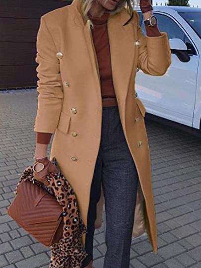 Mune | Wool Coat with Lapels Button Pocket and Long Sleeves for Women