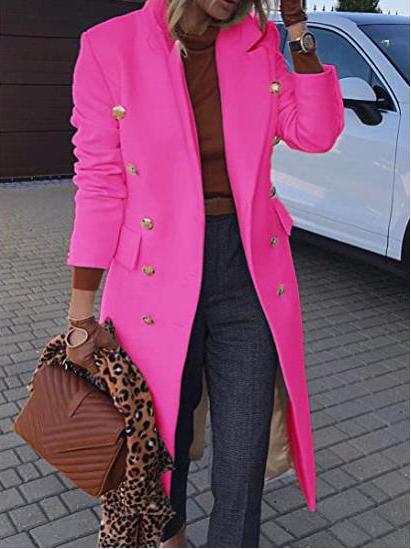 Mune | Wool Coat with Lapels Button Pocket and Long Sleeves for Women