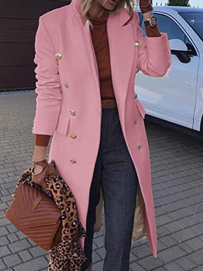 Mune | Wool Coat with Lapels Button Pocket and Long Sleeves for Women