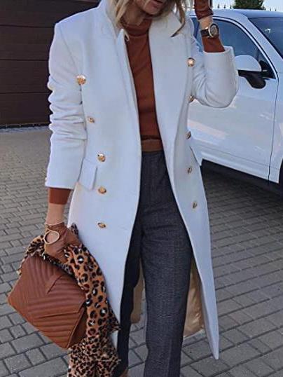 Mune | Wool Coat with Lapels Button Pocket and Long Sleeves for Women