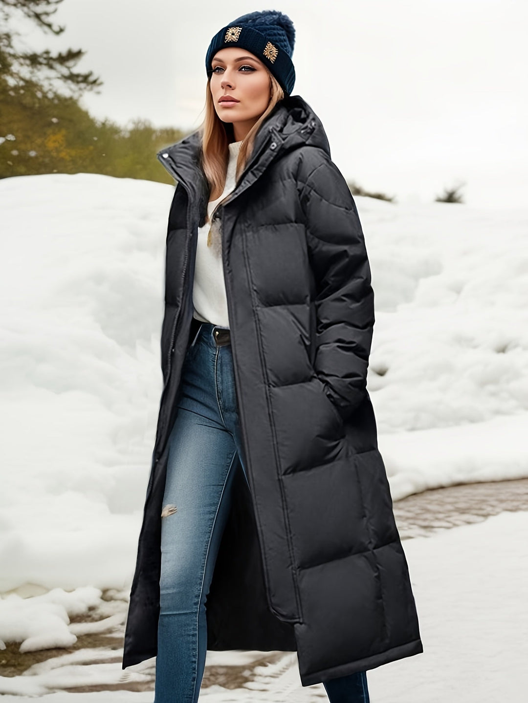 Mune | Women's Long Down Coat with Hood for Autumn/Winter