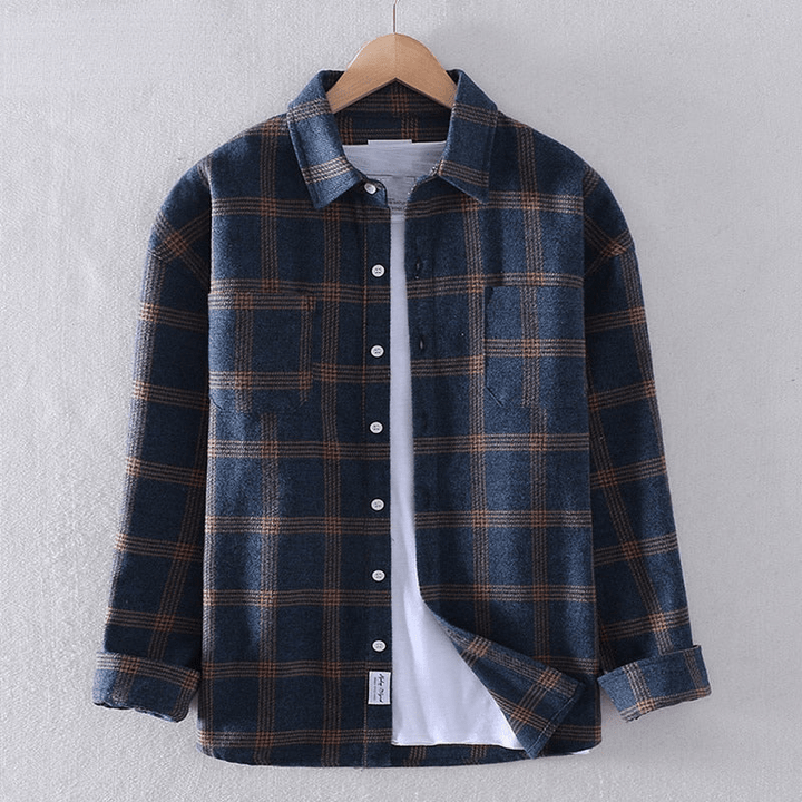 Men's Checkered Casual Button-Down Shirt